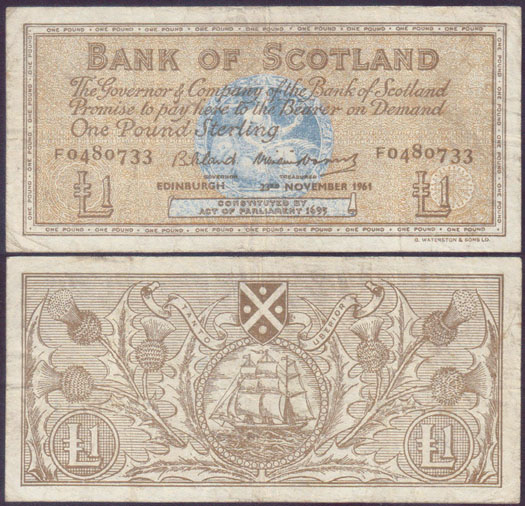 1961 Scotland 1 Pound (Bank of Scotland) L000874